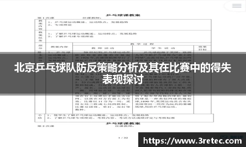 北京乒乓球队防反策略分析及其在比赛中的得失表现探讨