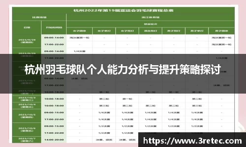 杭州羽毛球队个人能力分析与提升策略探讨